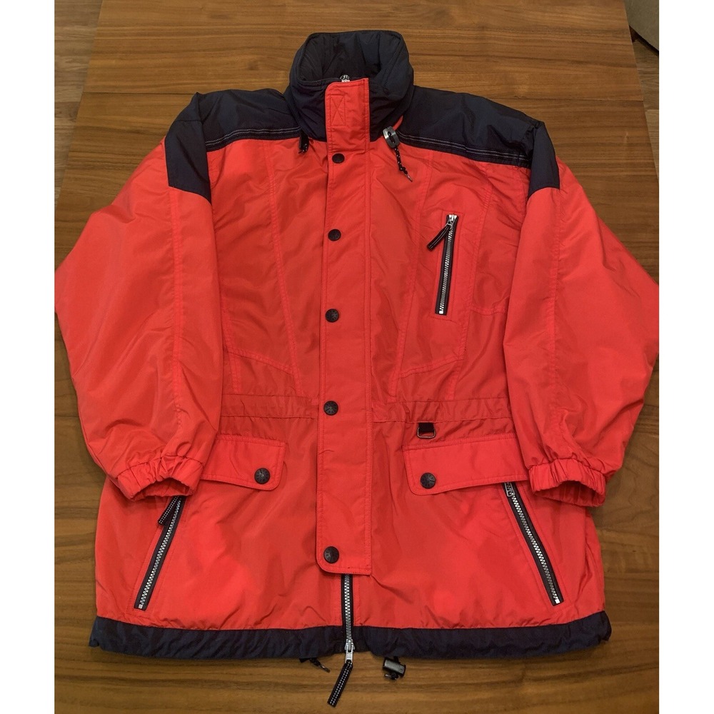 Vintage Obermeyer Conquest Skiwear Jacket Men's L Red Winter Snow Hooded Coat